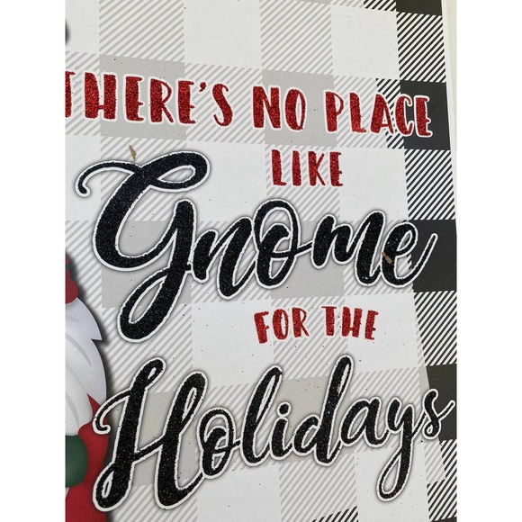 Black White buffalo check plaid theres no place like gnome for the holidays sign - Picture 3 of 6